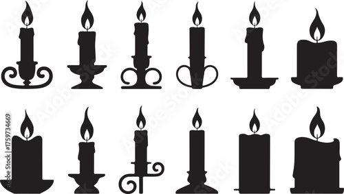 Decorative Candle Icons Symbolizing Light and Warmth