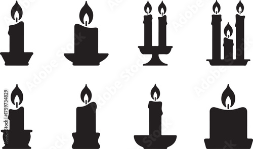 candle, flame, light, silhouette, vector, wax, fire, glow, illumination, burn, heat, design, symbol, holder, shape, black, white, romantic, peaceful, warm, decorative, relax, simplicity, minimal, art,