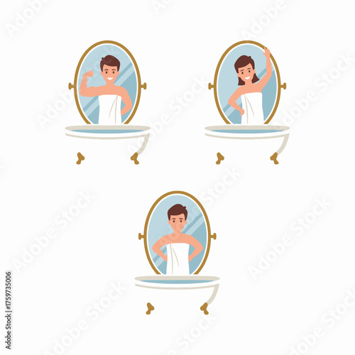 Elegant Bathtub Mirror Reflections in a Modern Bathroom Setting