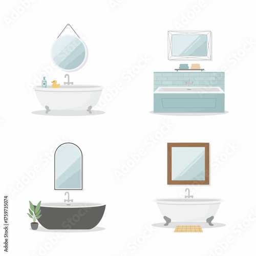 Elegant Bathtub Mirror Reflections in a Modern Bathroom Setting