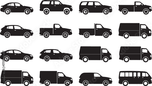 Black Vehicle Silhouette Collection for Automotive Design