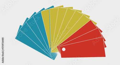 A stylized fan of color swatches, showcasing a vibrant palette with a minimalist design.