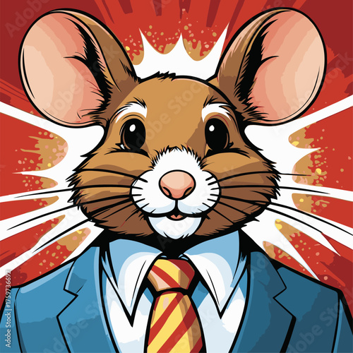 vector image of a mouse wearing a comic book style suit