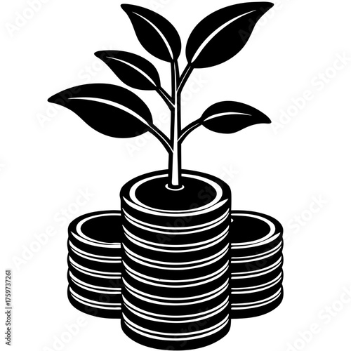 Money Plant Growth - Financial Investment and Business Development Concept