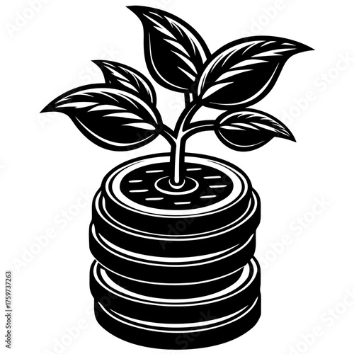 Money Plant Growth - Financial Investment and Business Development Concept