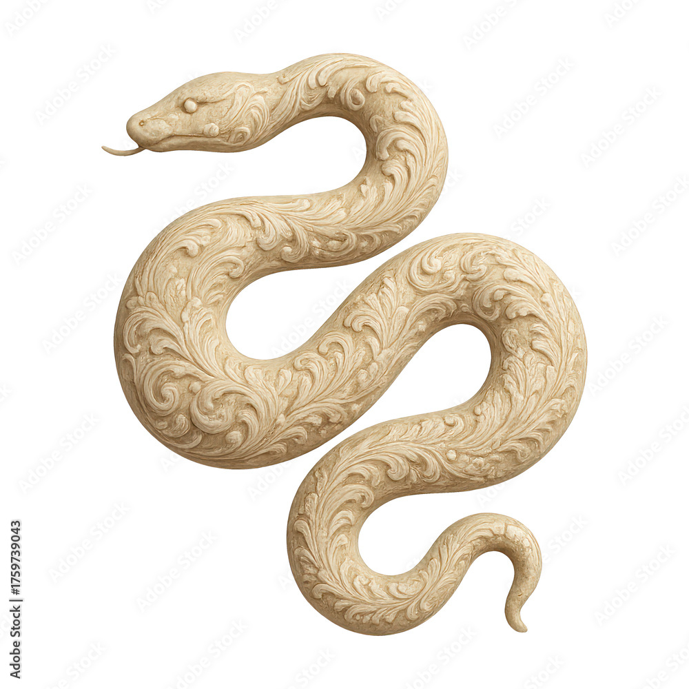 Obraz premium PNG Intricate carved snake illustration
