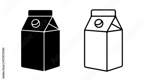 Milk carton outline and solid with transparent background