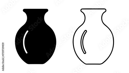 Ceramic vase outline with transparent background