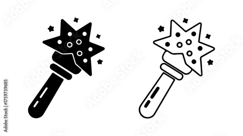 Magic wands with stars with transparent background