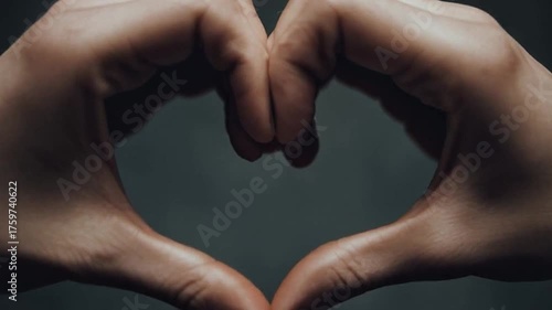 Closeup of Hands Forming Heart Shape in Studio with Soft Lighting for Love and Friendship Themes