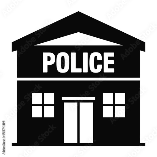 Minimalist black and white police station icon vector scalable illustration for eps format silhouette vector illustration white background