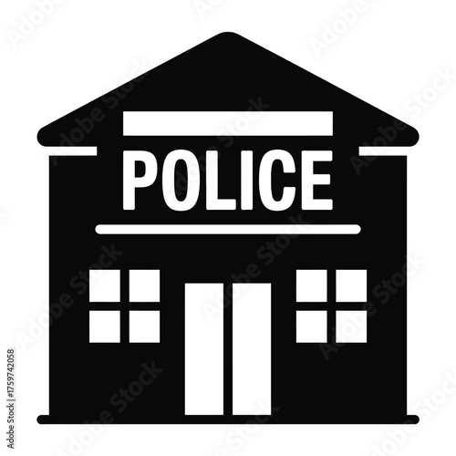Minimalist black and white police station icon vector illustration scalable eps graphic silhouette vector illustration white background