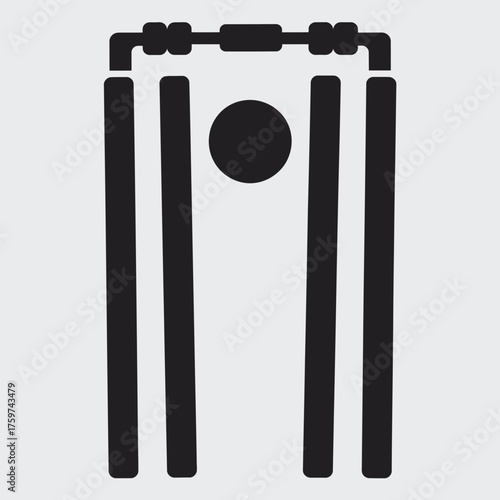 Minimalist black and white cricket wicket icon vector illustration scalable eps format for sports and games silhouette vector illustration white background