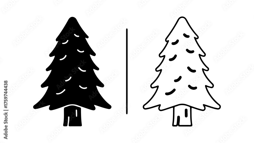 Fototapeta premium Pine tree icons with transparent background