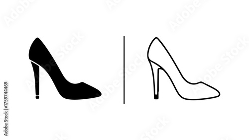 High heel shoes outline with transparent background
