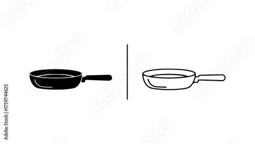 Saucepan icons with outline and solid fill with transparent background