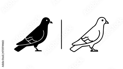 Wallpaper Mural Pigeon icons with outline and solid fill Torontodigital.ca