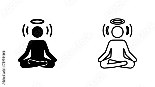 Meditating person icon with transparent background