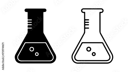 Laboratory flasks with bubbles with transparent background