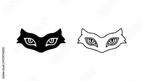 Cat eyes outline and solid with transparent background