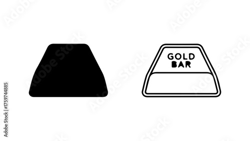 Gold bar outline and solid with transparent background