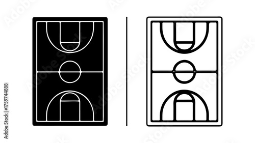Basketball court top view with transparent background