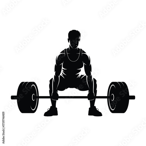 Silhouette vector illustration of a weightlifter performing a deadlift exercise scalable eps icon silhouette vector illustration white background