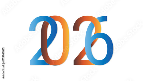 Stylized “2026” typography with interwoven digits and gradient from blue to orange, ideal for modern branding, events, and promotional visuals