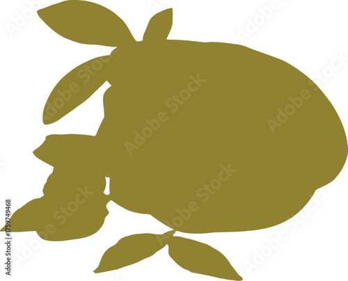 Golden avocado with leaves and honey dipper on white fruit food