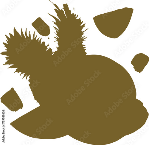 Golden pineapple watermelon papaya slices abstract graphic design fruit