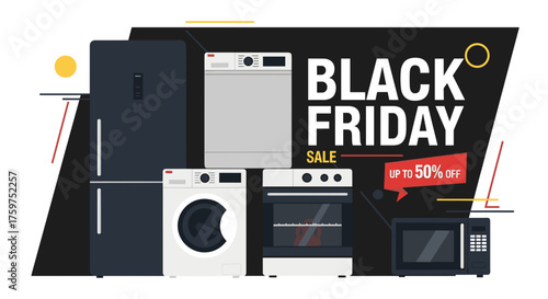 Major home appliance Black Friday Sale banner offering large discounts