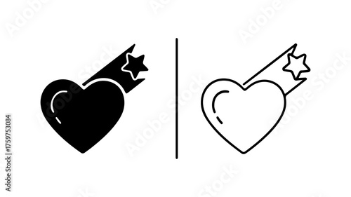 Heart with star icon with transparent background