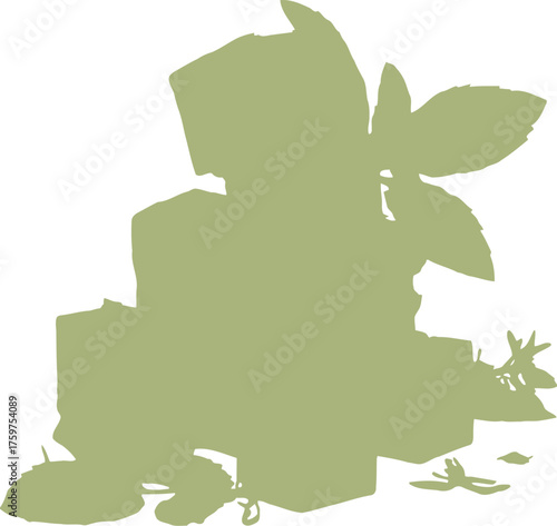 Stacked feta cheese cubes with fresh green herbs and olive oil vector