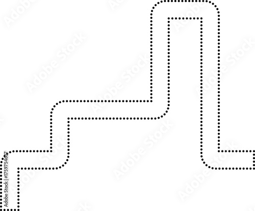 Dotted vector shape featuring an irregular progression of squared waves with soft rounded turns.