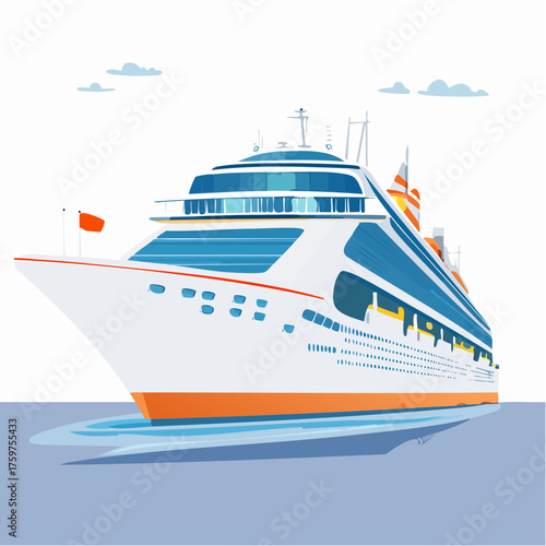 Large cruise ship sailing on blue water