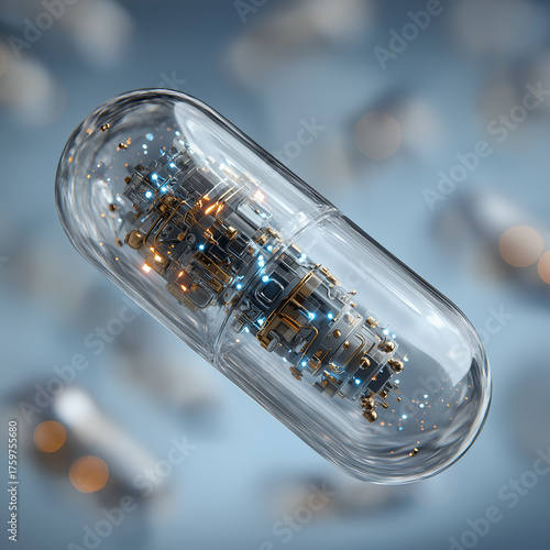 Futuristic Nano Capsule in Sterile Lab – Advanced Nanomedicine Innovation Concept
