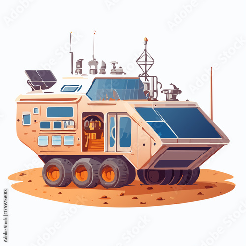 Mars rover exploring alien planet surface