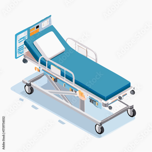 Medical hospital gurney bed with monitor