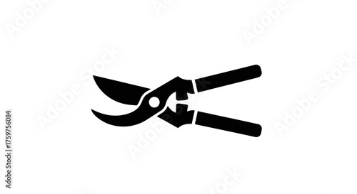 A black and white illustration of pruning shears, ready for trimming.