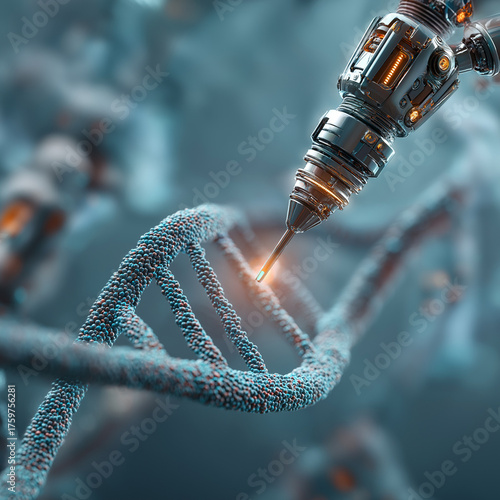 Futuristic Nanorobots Repairing DNA – Advanced Genetic Engineering Concept
