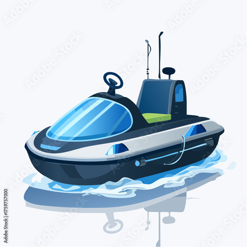 Modern speed boat on water