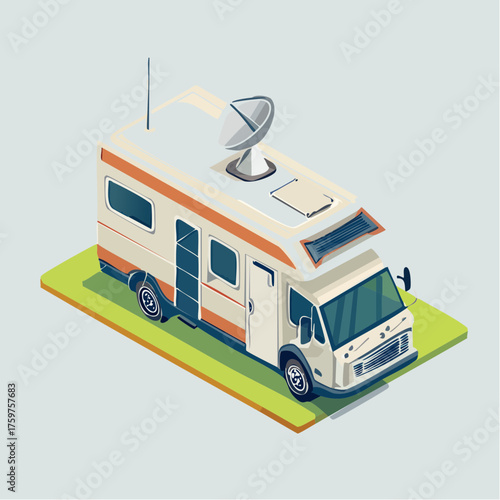 Motorhome with satellite dish on roof