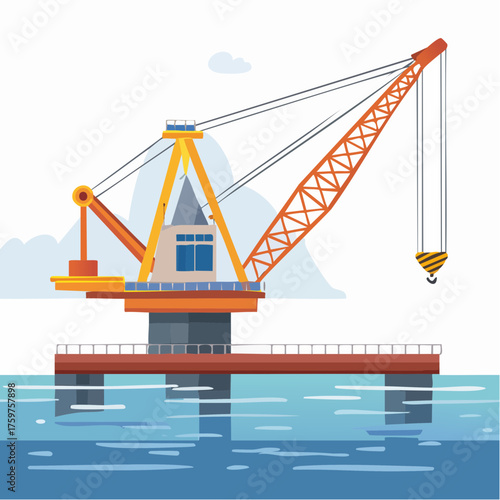 Offshore crane platform in the sea
