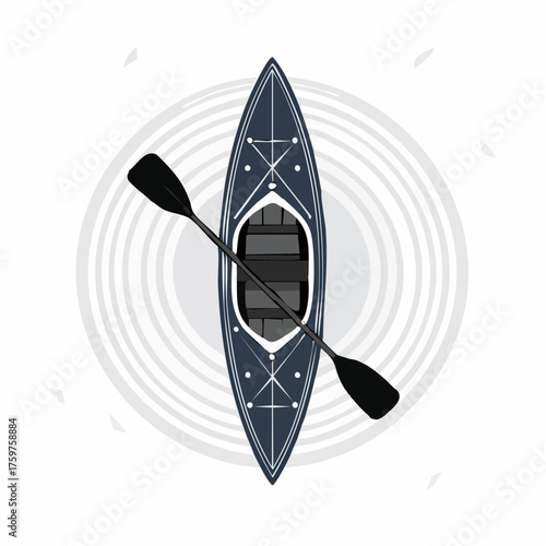 Overhead view of a kayak with paddle