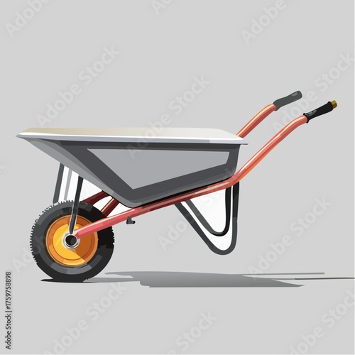 Orange wheelbarrow with gray basin