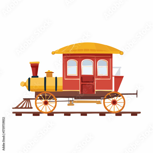 Red and yellow toy train with transparent background