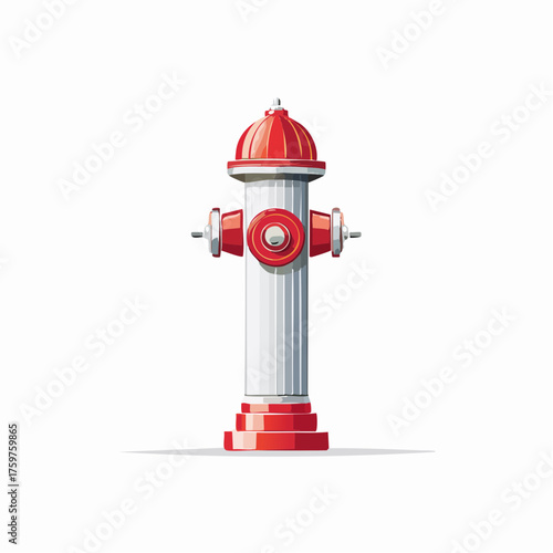 Red and white fire hydrant on white background