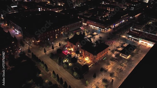 Umea, Sweden 12.08.2025 city at night drone footage