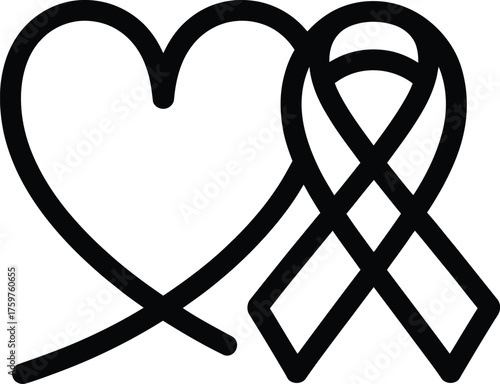World diabetes day heart and ribbon symbol for awareness and support