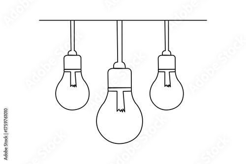 Light bulb continuous one line drawing minimalist vector illustration